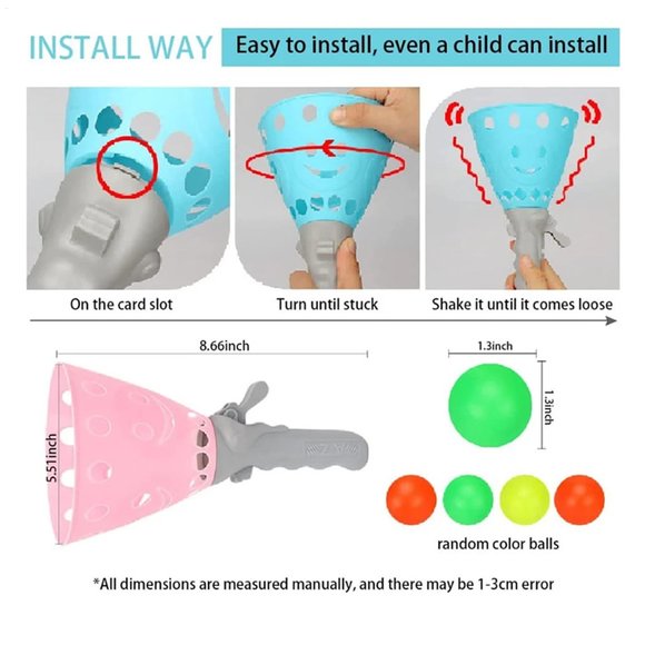 Multicolor Ping Pong Throwing & Catching Kids Toy- Set of 1 - Picture 2 of 6